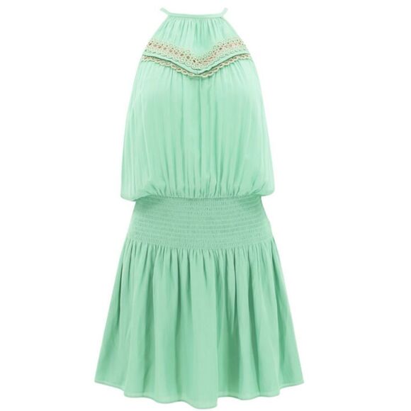 NWT Ramy Brook Alexa Smocked Mini Dress in light green. Size S - Picture 2 of 11
